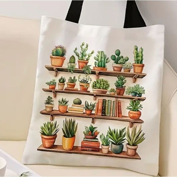 None Handbags - Succulent Houseplant Tote Bag